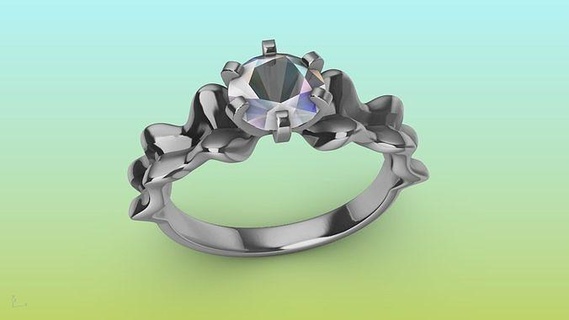 ruffle solitaire ring stl verified jewellery jewelry printable diamond ring fashion ring prototyping 3d cad stylish design trendy ring charm jewelry stylish ring signet ring designer ring statement ring lightweight ring text ring charm jewellery engagement ring wedding ring rings  3d print model - Mito3D