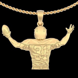 rugby joueur pendentif or bijoux 3d imprimable modèle football sport Football zbrush conception tendance mode fantaisie statue argent sterling Balle pendentifs 3d print model - Mito3D