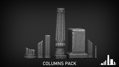 ruins assests environment column brick rocks abandoned damaged crack terrain damage broke temple site games toys 3d print model - Mito3D