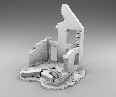 ruins of first world war architecture sculpture house village decor 3d print model - Mito3D