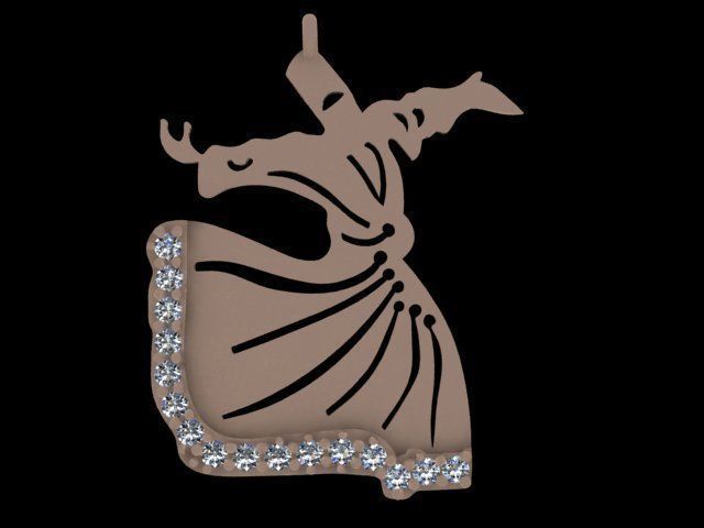 Rumi Mevlana kolye Halskette Juwel Matrix druckbar Silber Weiß brillant engagem Schmuck Gold Mode Schönheit Anhänger Nashorn 3d drucken vintag 3D print model - Mito3D