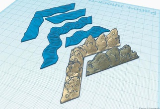 guerres runiques épique jeu roche rivières ensemble hexadécimal wargme jeu plateau terrain miniatures montagne rivière l'eau imprimable jeux jouets planche 3d print model - Mito3D