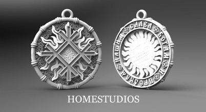 pendentif runique 7 bijoux antique imprimable or d'argent simbol de modèle collier la fantaisie rus pendentifs 3d print model - Mito3D