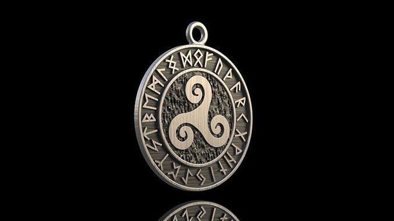 runic pendant medallion 3d print model runes talisman trefot scandinavian vikings saxon silver jeweler printing 3dprinting bladed weapon norse amulet rune knight jewelry pendants 3d print model - Mito3D
