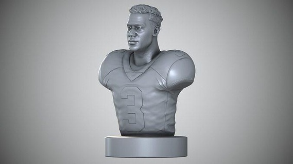 Russell Wilson russellwilson nfl denverbroncos broncos Seattle superbowl quarterback futebol americano fracasso estátua retrato arte miniaturas estatuetas esculturas 3d print model - Mito3D
