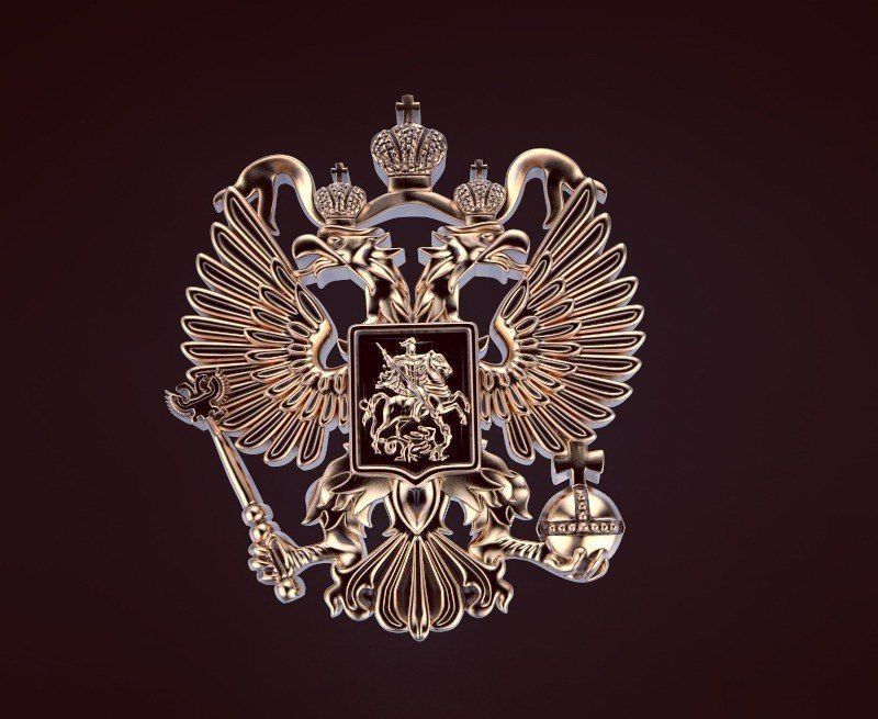 Russisch-coat-Arme Adler Schmuck eagle Vogel Natur Mantel Arme Russland gols Silber national andere 3D print model - Mito3D