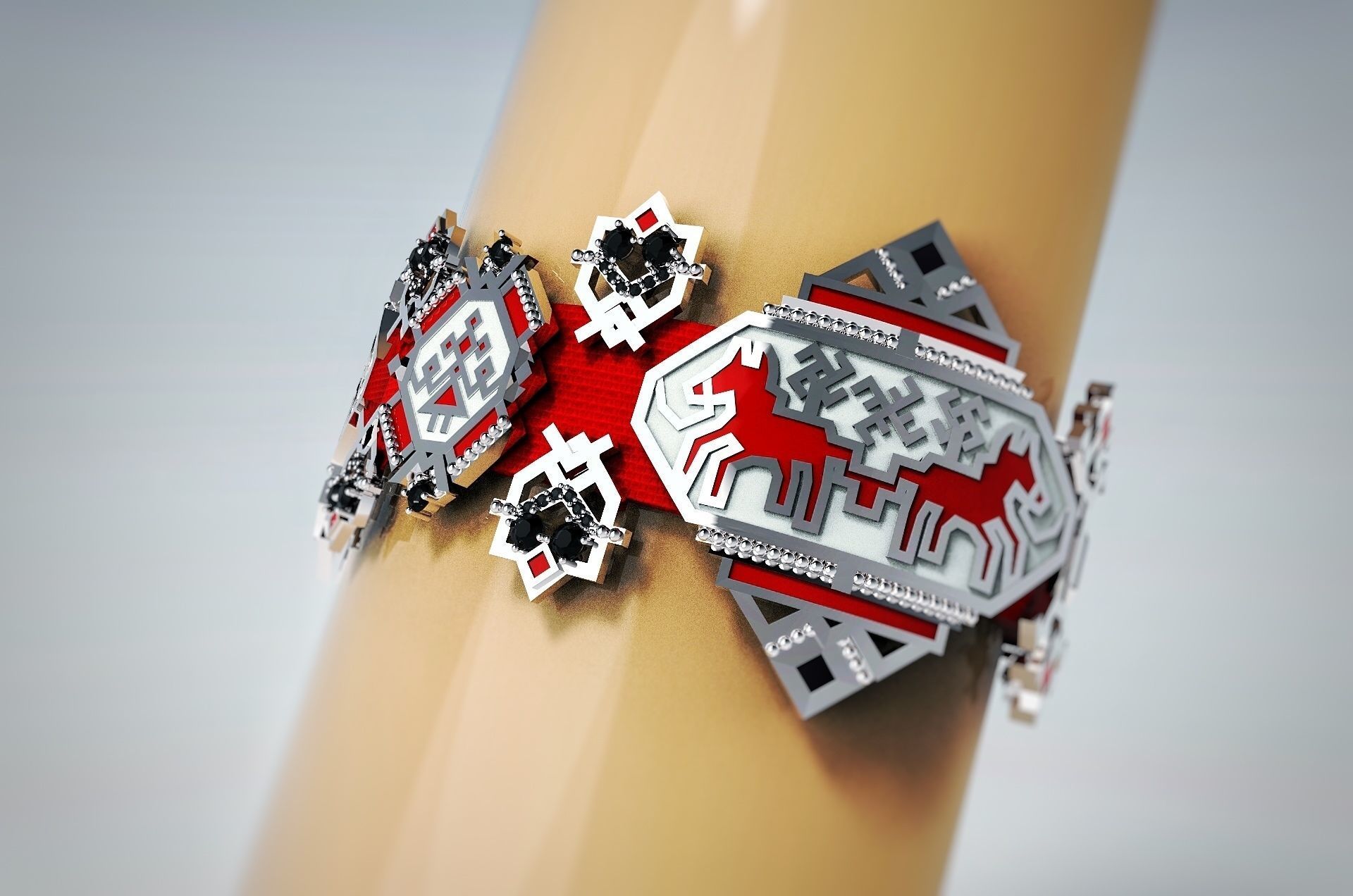 russo ornamento bordados bracer jóias de prata elegante real ouro jóia ornamentado pulseiras 3D print model - Mito3D