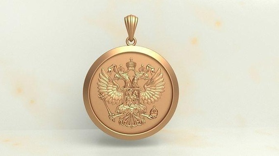 russian two headed eagle medallion pendant military army russia gold silver coin art logo sculpture twoheaded signs logos 3d print model - Mito3D