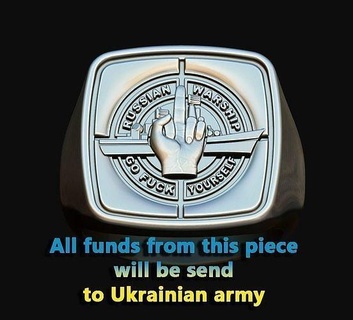 russian warship go fk jewelry signet ring 3d model ukraine stop war russia fuck yorself save military army rings 3d print model - Mito3D