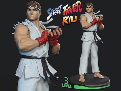 Ryu calle combatiente alfa luchador callejero Chun Li esculturas juguetes capcom chun li juegos Arte personaje 3d print model - Mito3D