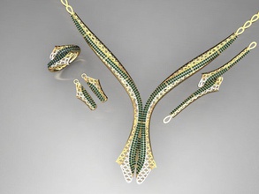 s03- diamond necklace earring ring bracelet gold set rings jewelry gems fashion design silver elegant shining gem pendant sapphire women wedding 3d print model - Mito3D
