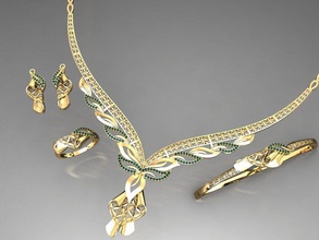 s05- diamond necklace earring ring bracelet gold set rings jewelry gems fashion design silver elegant shining gem pendant sapphire women wedding 3d print model - Mito3D