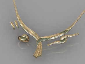 s09- diamond necklace earring ring bracelet gold set rings jewelry gems fashion design silver elegant shining gem pendant sapphire women wedding 3d print model - Mito3D