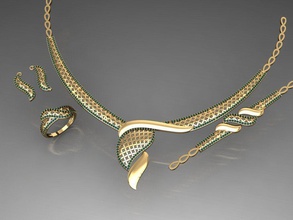 s10 diamant Collier boucle d'oreille bague bracelet or ensemble anneaux bijoux gemmes mode conception argent élégant brillant gemme pendentif saphir femmes 3d print model - Mito3D