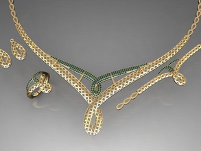 s12 diamant Collier boucle d'oreille bague bracelet or ensemble anneaux bijoux gemmes mode conception argent élégant brillant gemme pendentif saphir femmes 3d print model - Mito3D