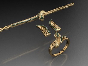 s13- diamond necklace earring ring bracelet gold set rings jewelry gems fashion design silver elegant shining gem pendant sapphire women wedding 3d print model - Mito3D