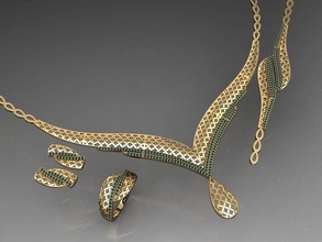 s16 diamante collana orecchino squillare braccialetto oro impostato anelli gioielleria gemme moda design argento elegante splendente gemma pendente zaffiro donne 3d print model - Mito3D