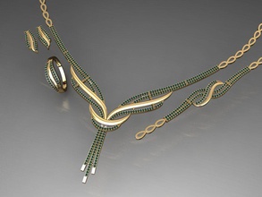 s17 diamante collana orecchino squillare braccialetto oro impostato anelli gioielleria gemme moda design argento elegante splendente gemma pendente zaffiro donne 3d print model - Mito3D