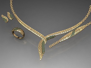 s18- diamond necklace earring ring bracelet gold set rings jewelry gems fashion design silver elegant shining gem pendant sapphire women wedding 3d print model - Mito3D