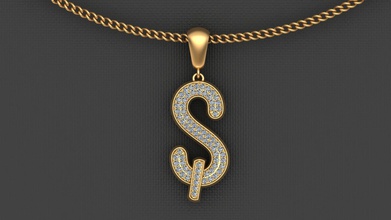 s letter pendant jewelry jewellery gold diamond necklace printable luxury people human 18k alphaet gem pendants fashion ring earring font 3d print model - Mito3D