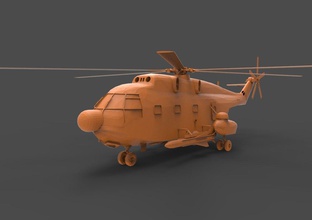 sa321 orange hélicoptère superfrelon super frelon 321 avion militaire utilitaire jeux jouets 3d print model - Mito3D