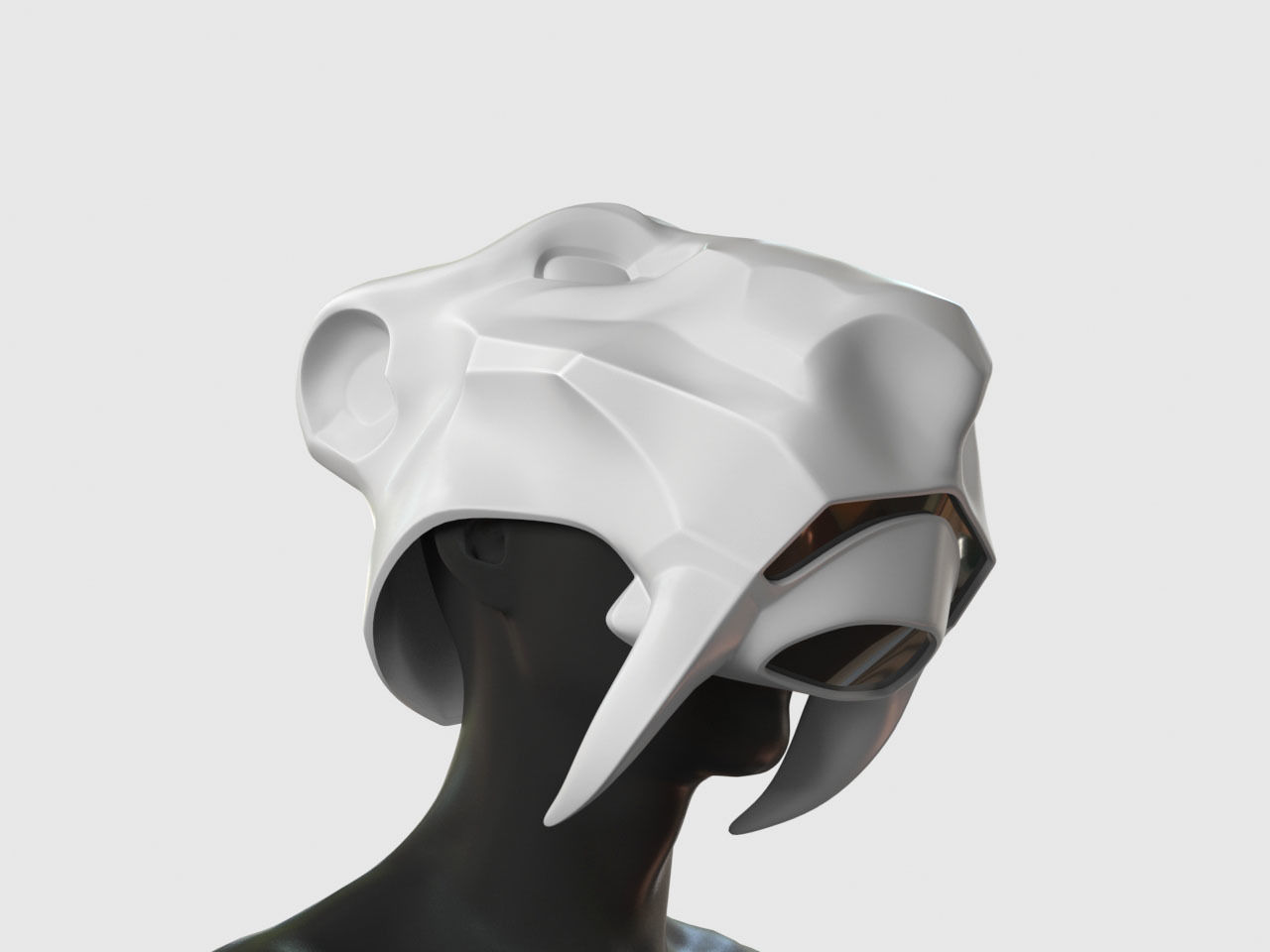 saber-toothed tiger lion mask helmet saber toothed tusk cat puma art sculptures 3D print model - Mito3D