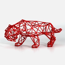 sciabola dentato tigre wireframe sculture 3d animale arte gatto arredamento estinto stampa smilodon selvaggio stl miniature sci fi 3d print model - Mito3D