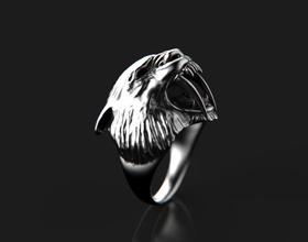 sabertooth tiger ring saber animal tigre bague anneau jewelry signet rings lion tooth 3d print model - Mito3D