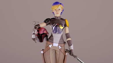 sabine wren - star wars starwars mandalorian darksaber armor rebels games toys 3d print model - Mito3D
