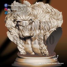 dientes sable busto escultura estatua maravilla historietas 3d modelo imprimible impresión impresora mutante x men arte esculturas 3d print model - Mito3D