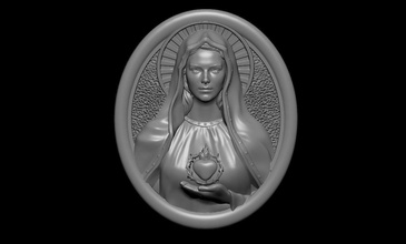 sacred heart mary virgin pendant medallion relief god religious christian mother jewelry jewellery sculpture head art sculptures statue madre jesus religion pendants 3d print model - Mito3D