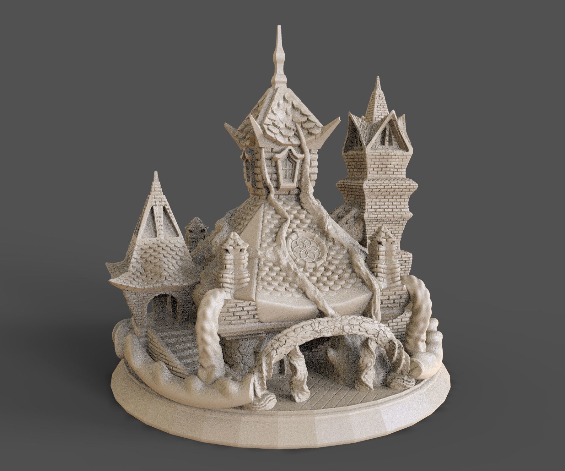 sagrado templo or árbol casa sitio torre castillo mago hada hogar medieval caballero cuento juguete juegos juguetes 3D print model - Mito3D