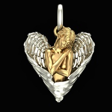 triste ángel colgante pendiente joyería joya oro Moda belleza imprimible libra esterlina plata colgantes 3d print model - Mito3D