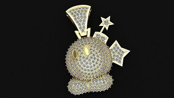39 dit bob omb pierres personnage art bijoux mario Super jouets Jeu nintendo pendentif pendentifs bobomb diamants diamant or luxe Jeux 3d print model - Mito3D