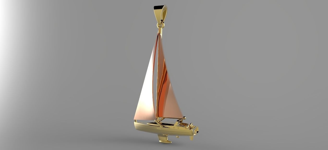 sailing yacht pendant silver gold platinum printable sea ship boat ocean sail jewelry pendants 3D print model - Mito3D
