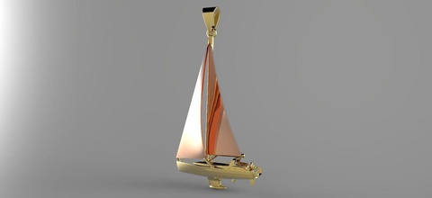 sailing yacht pendant silver gold platinum printable sea ship boat ocean sail jewelry pendants 3d print model - Mito3D