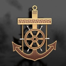 sailor pendant rudder gold jewelry symbol necklace fashion sea jewel man ship silver pendants 3d print model - Mito3D