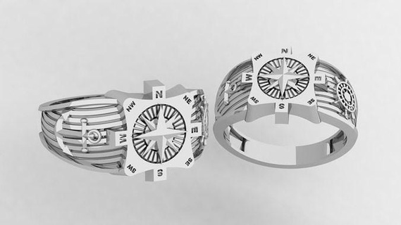 marin bague bijou calcul argent or bijoux anneaux 3d print model - Mito3D