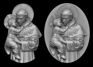 saint anthony medallion pendant christian religious jewelry jewellery god relief sculpture art sculptures 3d print model - Mito3D