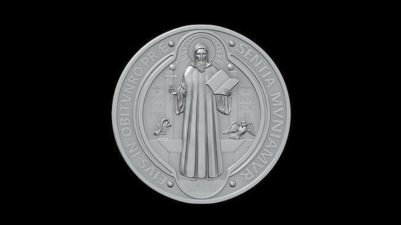 Saint Benoît médaille Benoit église bijoux argent imprimable soulagement bas portrait catholique st Dieu Jésus cnc Christian pendentif médaillon art sculptures 3d print model - Mito3D