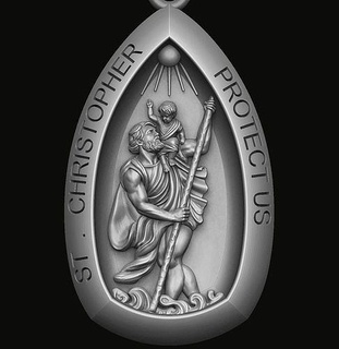 Saint christophe médaillon 3d impression modèle mécène religieux Christian Dieu Jésus soulagement pendentif bas bijoux déité art sculptures symbole 3d print model - Mito3D