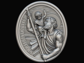 aziz christopher madalyon patron dini hıristiyan tanrı isa rahatlama kolye bas takı mücevher sanat heykeller 3d print model - Mito3D