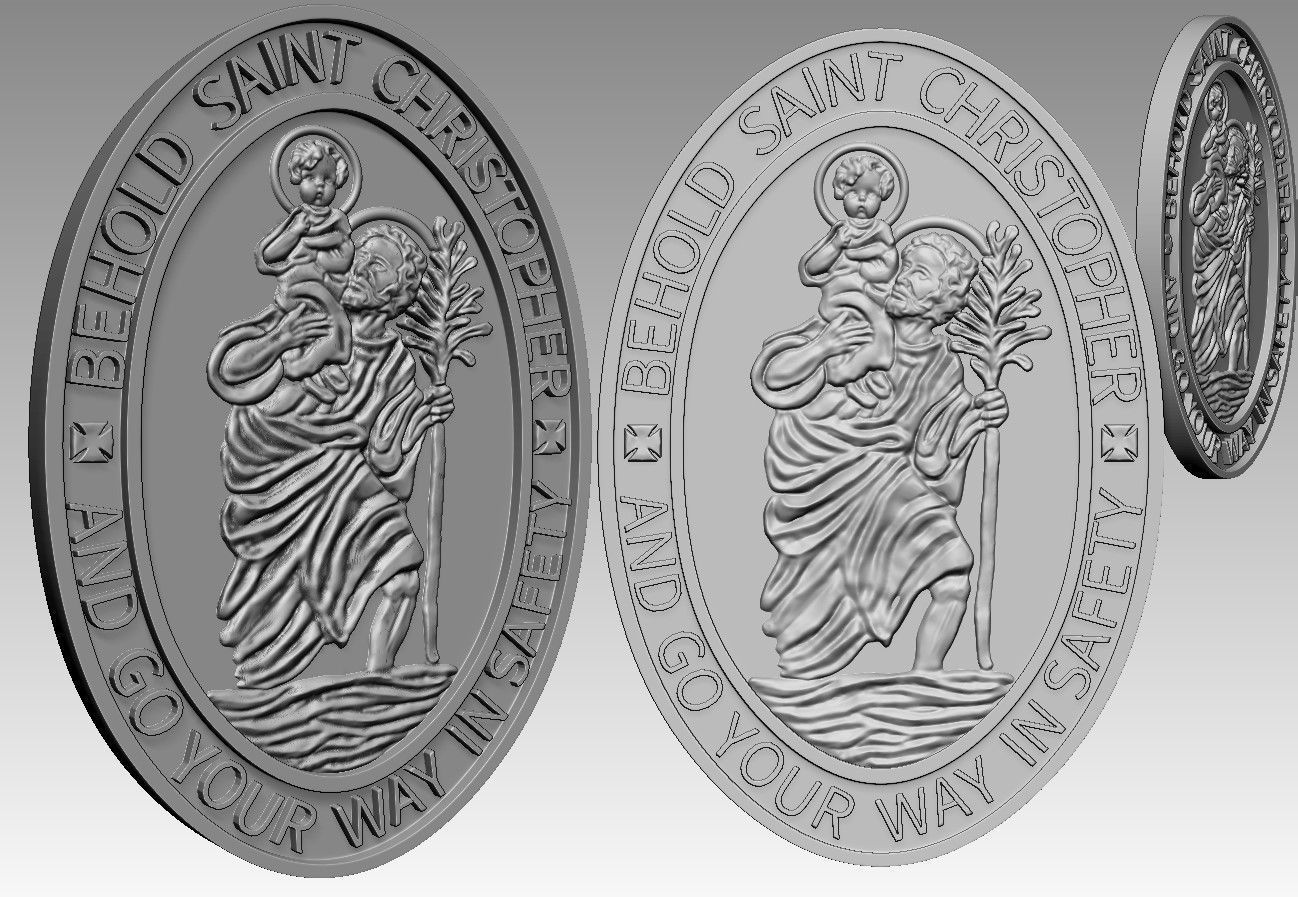 saint christopher pendant jesus religion emblem ornate jewelry pendants 3D print model - Mito3D