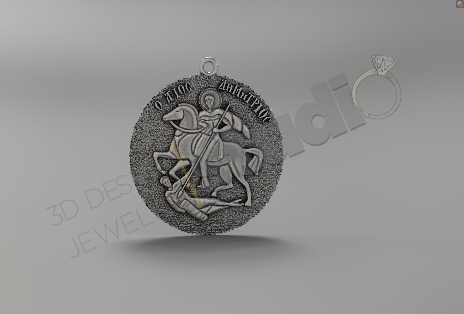 saint demetrius pendant 3d model christian jewel jewelry gold silver item pendants 3D print model - Mito3D