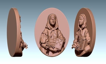 saint dymphna pendant cnc traditional spirituality figure statue ancient classic sacred decoration jewerly female stone wood metal milling art sculptures gold jewelry 3d print model - Mito3D
