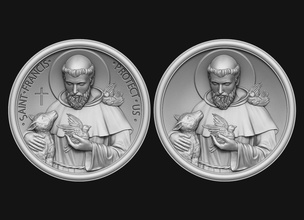 saint francis medallion god animals relief pendant religious christian jewellery jewelry art sculptures 3d print model - Mito3D