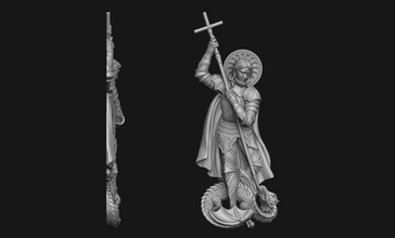 aziz george bas relief st ejderha kötü tanrı hıristiyan kutsal melek katolik dini iblis kolye takı madalyon cnc mücevher kilise isa kanatlar sanat heykeller 3d print model - Mito3D