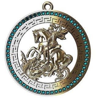 santo George medalha Jorge pingente 3d impressão modelo orixa cavalo dragao ogum gurreiro Guerreiro Espinho tradicional símbolo ouro arte prata joalheria pingentes 3d print model - Mito3D