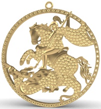 saint george pendant gold jewelry design art illustration symbol shining decoration printable luxury pendants 3d print model - Mito3D