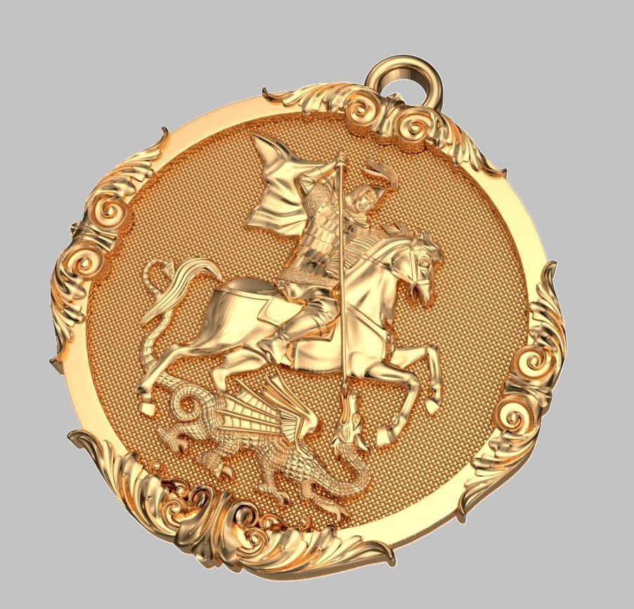 saint george pendant gold jewelry stl saintgeorge printable 3d pendants 3D print model - Mito3D
